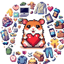 Hamster rodeado de donaciones